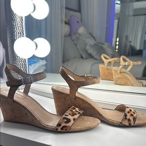 Leopard Print Wedge Sandals